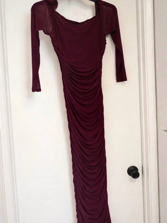 Uknown Dresses & Skirts - Ruched Long Sleeve Burgundy Maxi Dress
